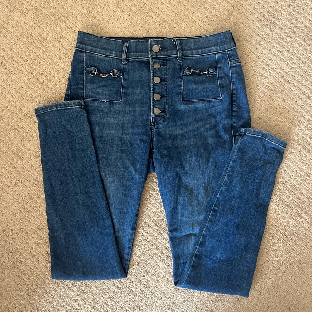 Express high waisted button up skinny jeans (size 10)